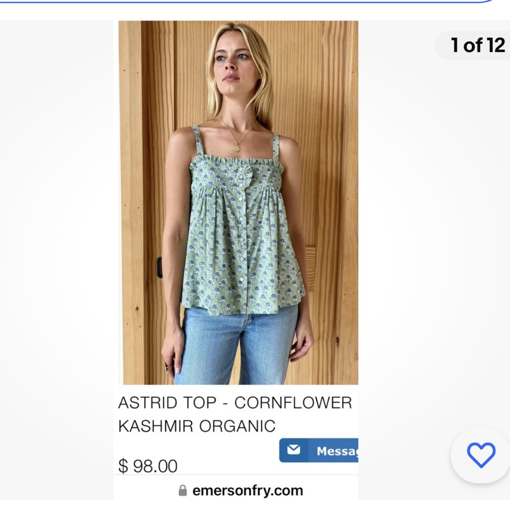 Emerson Fry NWT xsmall tank top Astrid top tank. New with tags. India Collection